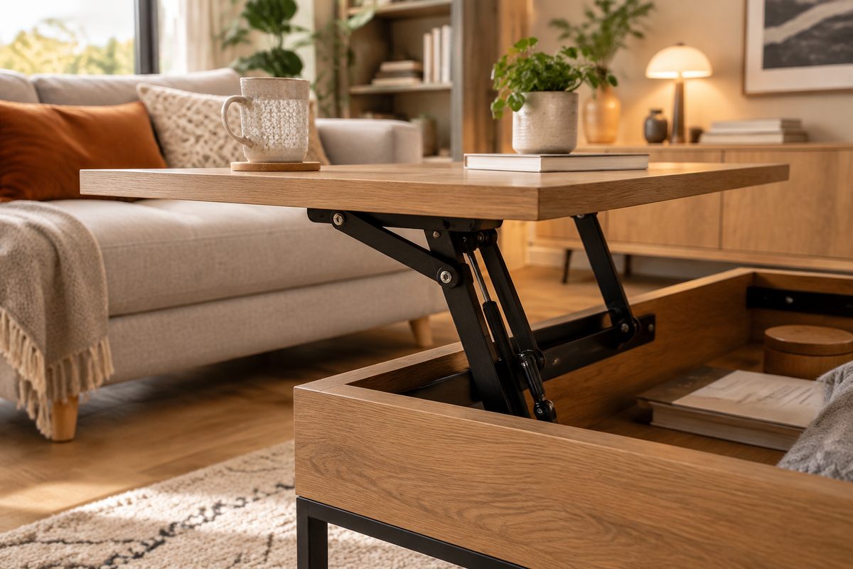 Qu'est-ce qu'une table basse relevable ? Fonctionnement et usages Image