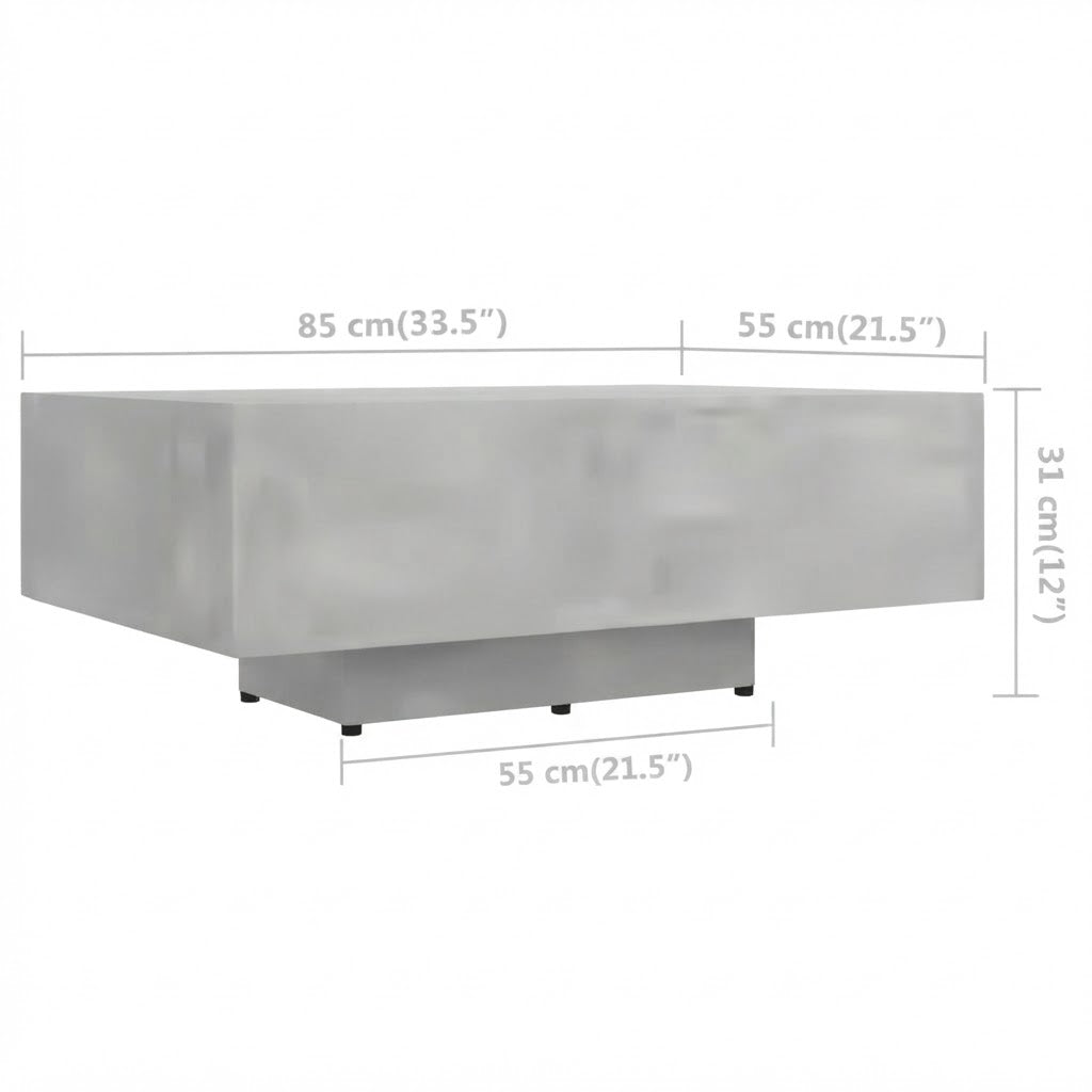 Dimensions de la table basse effet béton : 85 x 55 x 31 cm — VariaHome