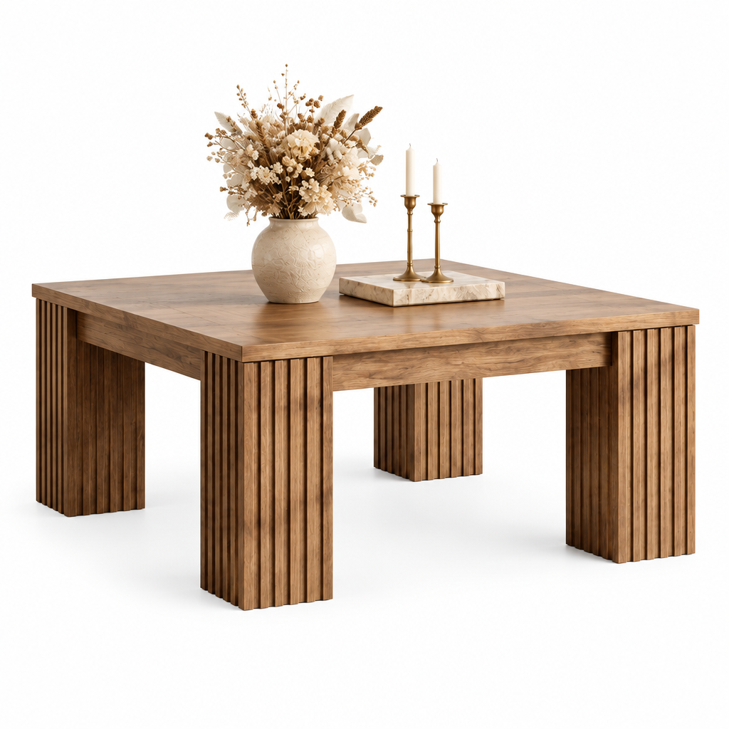 Table Basse Bois Rustique fond blanc