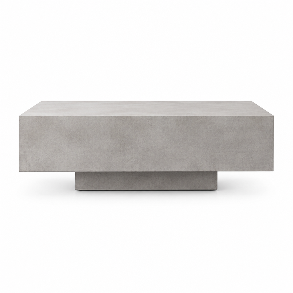 Table basse effet béton fond blanc